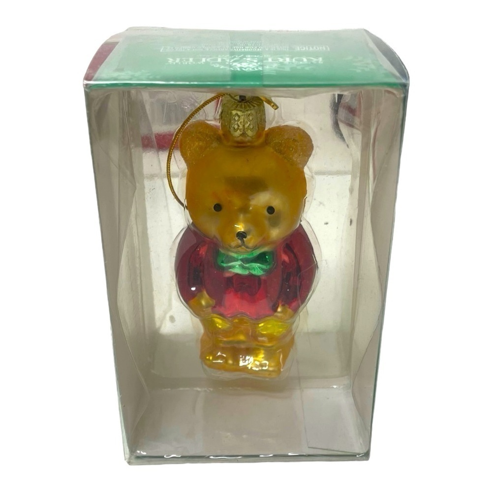 NWT Kurt Adler Christmas Bear Glass Ornament